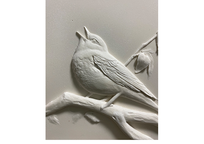 Verder�n". 16 x 16 cm. Relieve de resina. Enmarcado.