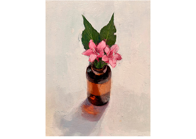 Flor. 22 x 18 cm. �leo / tabla.