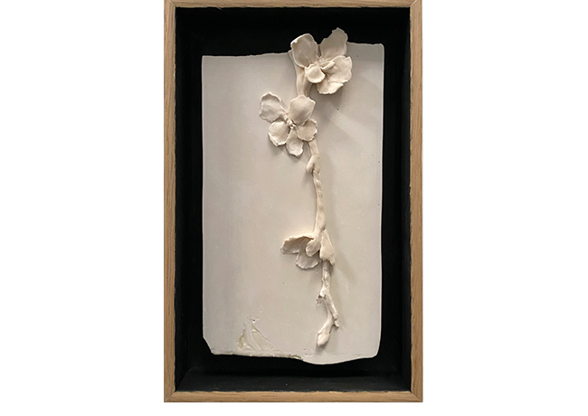 Flor. Relieve de resina. 15 x 10cm. Enmarcado.